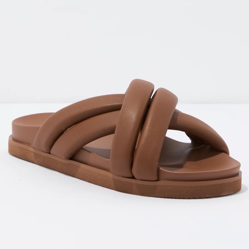 American Eagle Outfitters Brown Crisscross Slide Sandals - Picture 2 of 5